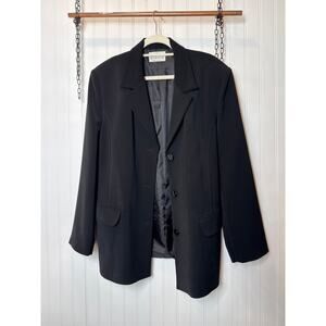 Vintage Elena Black Blazer Black Corpcore Corporate Office Workwear Size XL